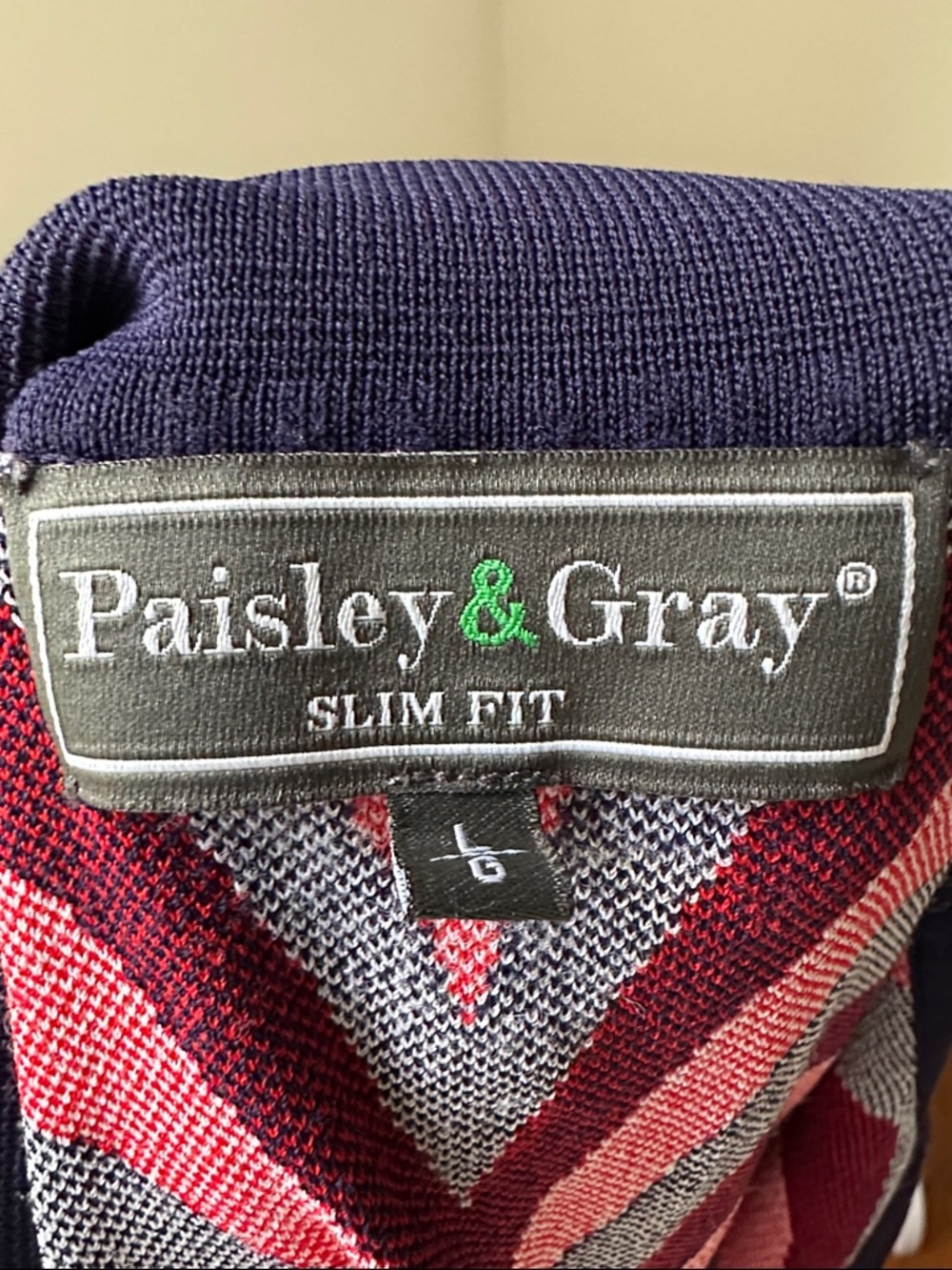 PAISLEY & GRAY Men's Eagle Wave Preppy Retro Slim Fit Polo Golf Shirt Large - Picture 4 of 6